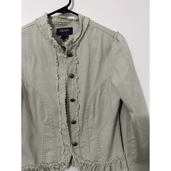 Agapo Woman's Green Waist Jacket Small Metal Button - Picture 3 of 7